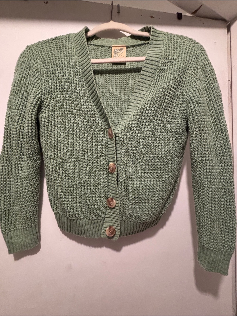 Relaxed V-Neck Sage Green Button Cardigan